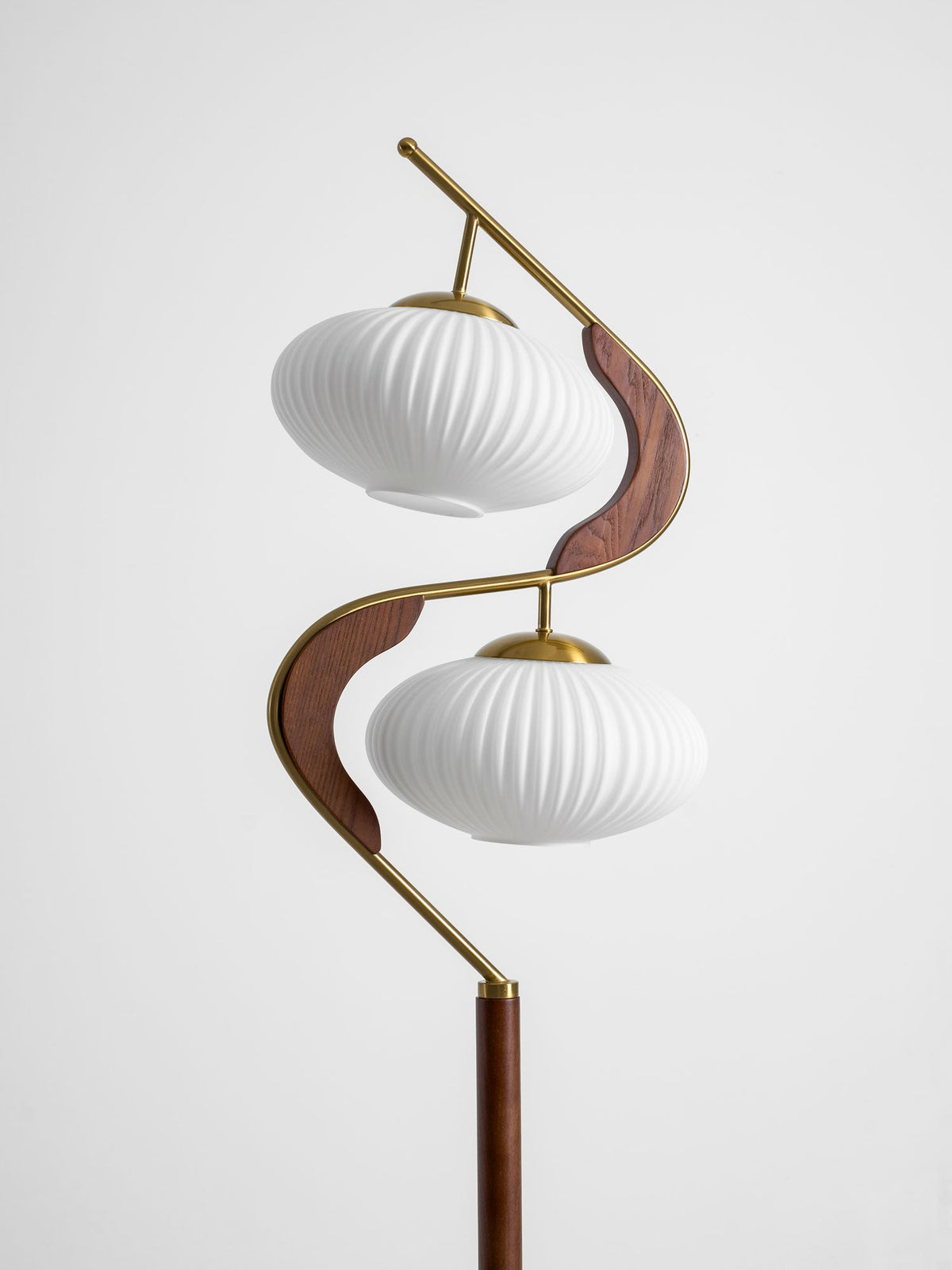 Serenita Double Shade Floor Lamp in Walnut and Gold