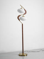 Serenita Double Shade Floor Lamp in Walnut and Gold