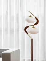 Serenita Double Shade Floor Lamp in Walnut and Gold