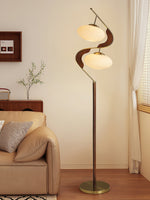 Serenita Double Shade Floor Lamp in Walnut and Gold