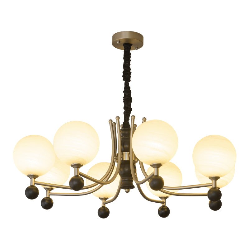 Serenus Sphere Chandelier — Modern Glass, Wood & Iron Pendant Light