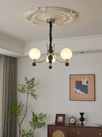 Serenus Sphere Chandelier — Modern Glass, Wood & Iron Pendant Light