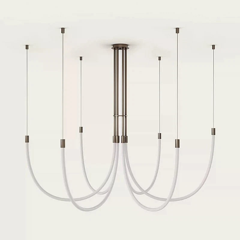 Serpentine Halo LED Chandelier – Modern Sculptural Pendant Light for Dining and Living Spaces