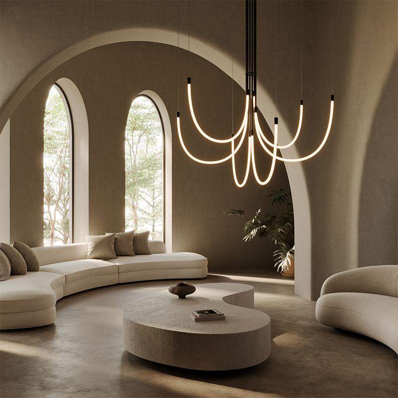 Serpentine Halo LED Chandelier – Modern Sculptural Pendant Light for Dining and Living Spaces