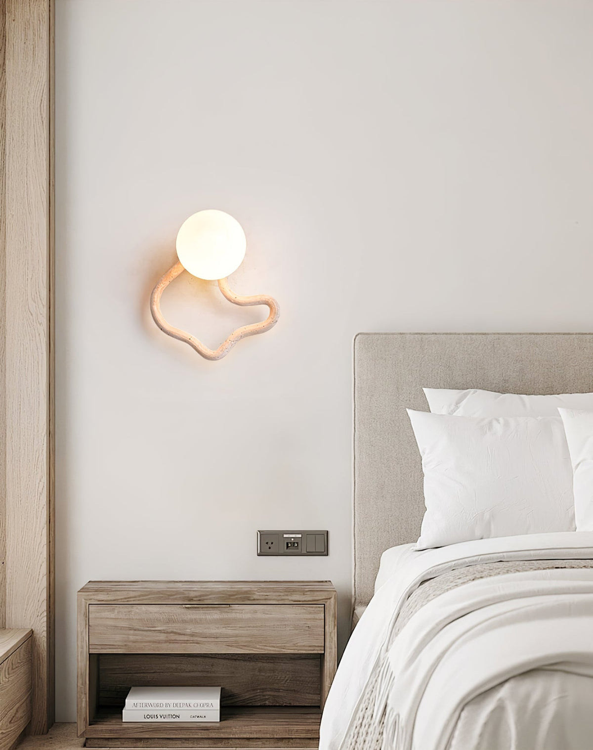 Serpentine Travertine Wall Sconce — Modern Organic Lighting for Hallways & Living Spaces