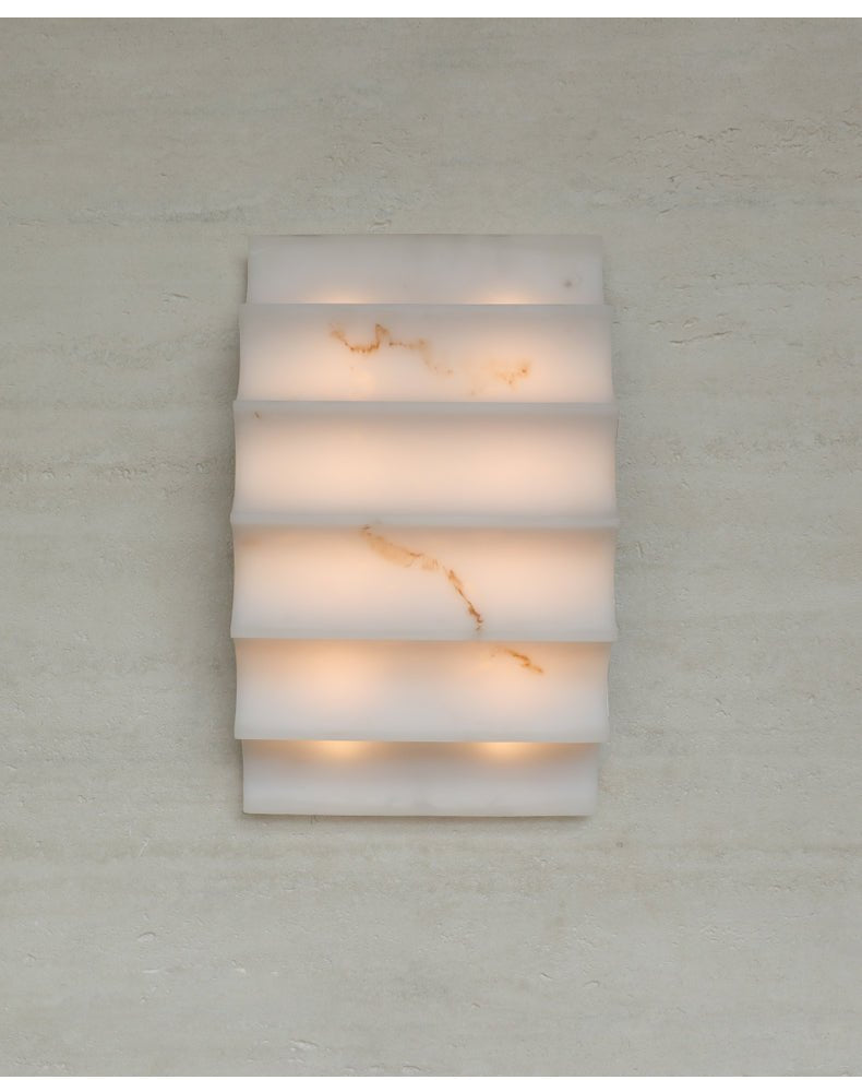 Serra Tiered Alabaster Wall Sconce – Hand-Carved Stone LED Light