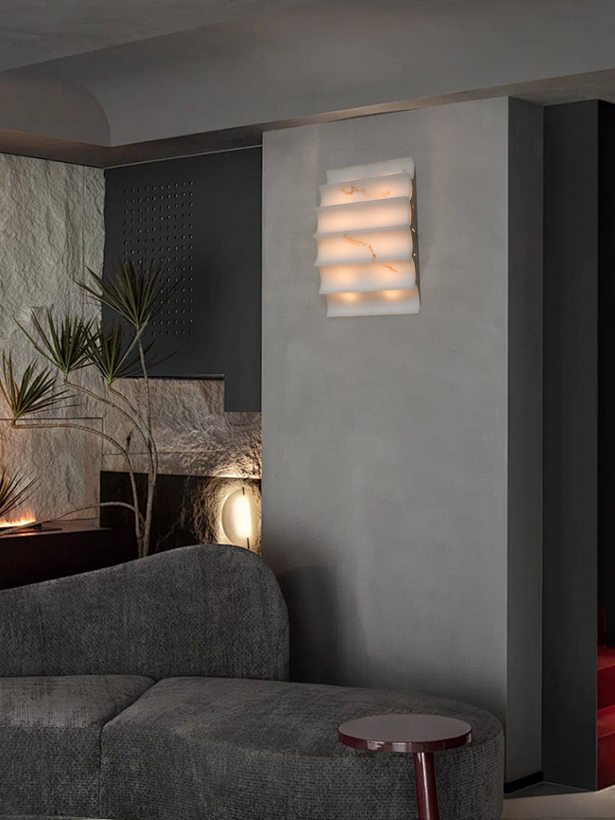 Serra Tiered Alabaster Wall Sconce – Hand-Carved Stone LED Light