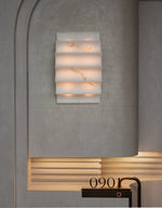 Serra Tiered Alabaster Wall Sconce – Hand-Carved Stone LED Light