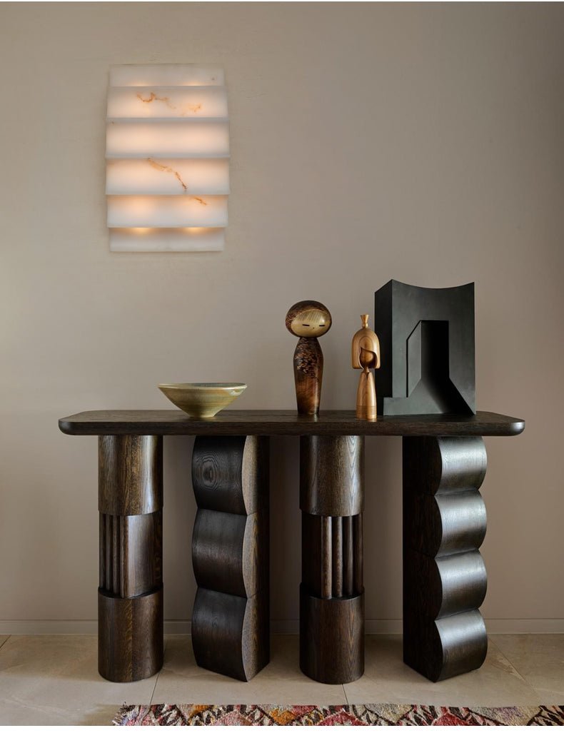 Serra Tiered Alabaster Wall Sconce – Hand-Carved Stone LED Light