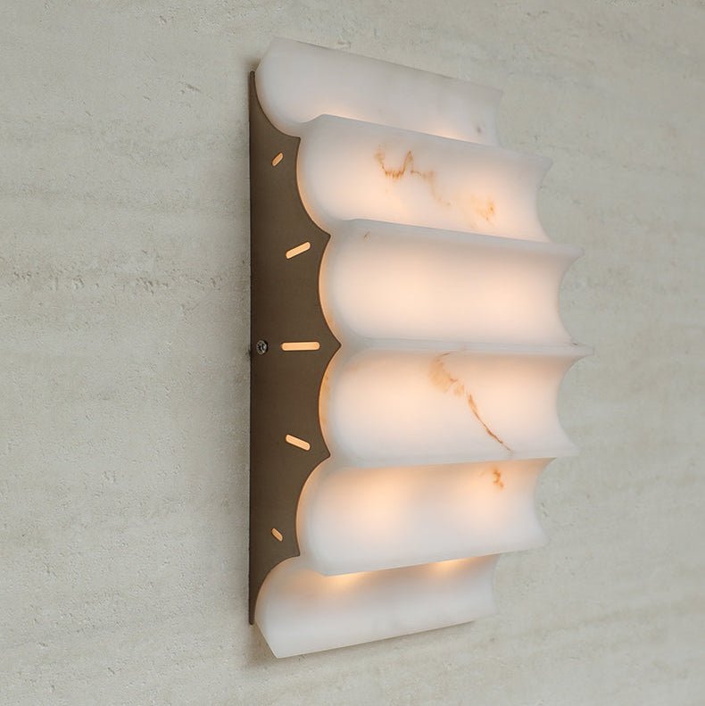 Serra Tiered Alabaster Wall Sconce – Hand-Carved Stone LED Light
