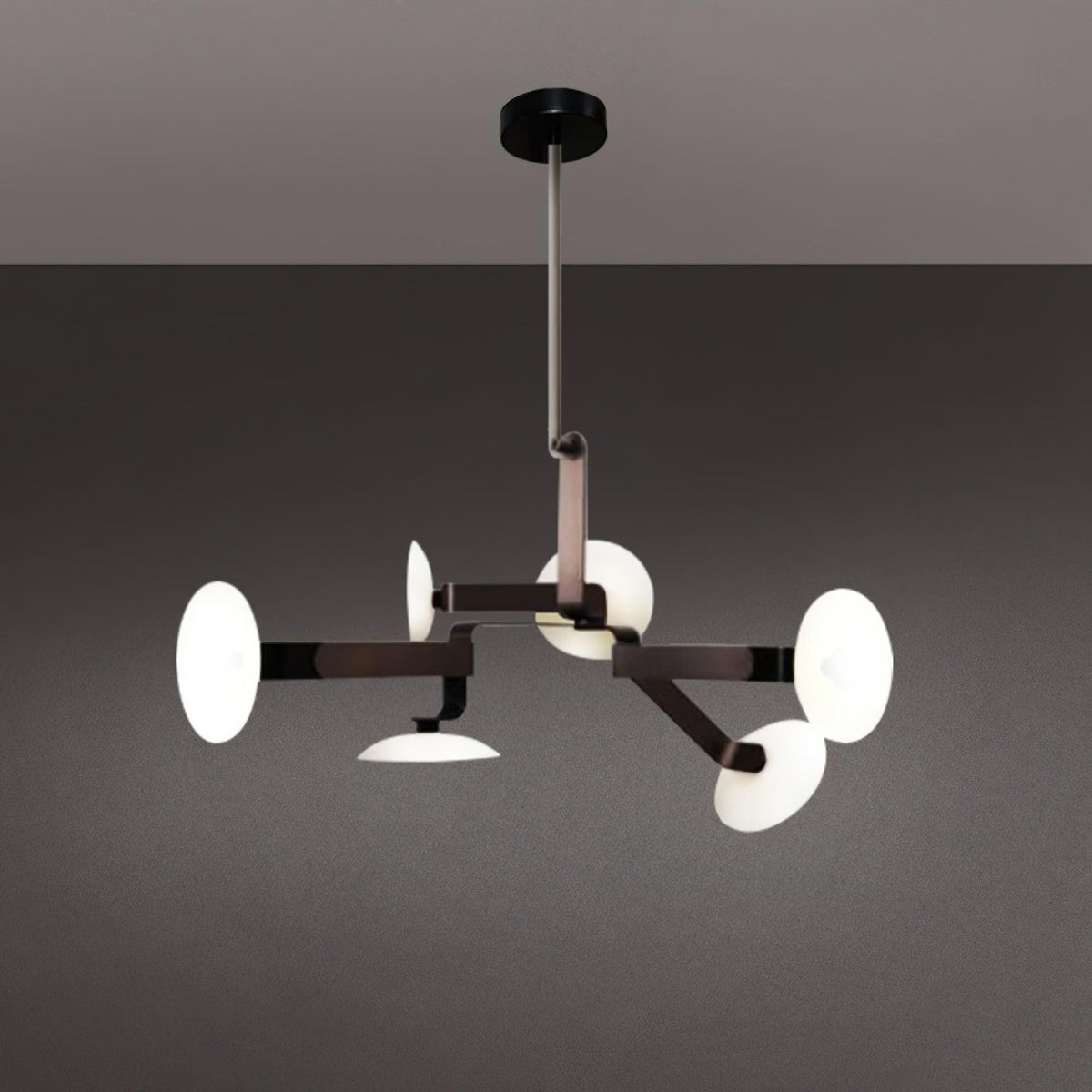 Sheba Classical Four-Arm LED Chandelier in Matte Black Iron