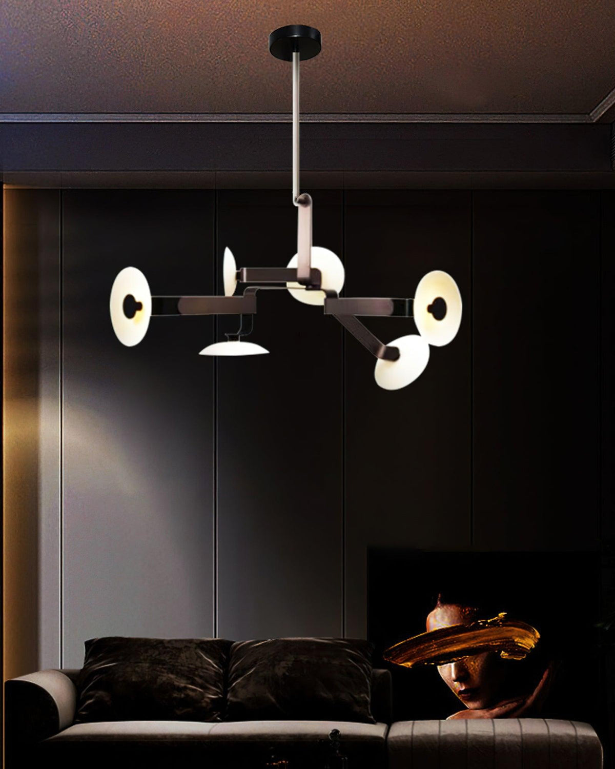 Sheba Classical Four-Arm LED Chandelier in Matte Black Iron