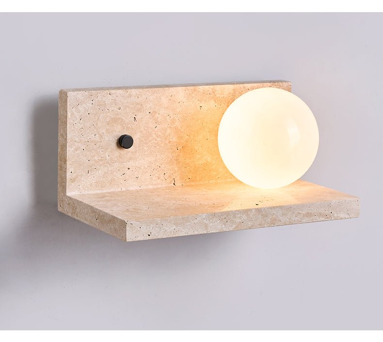 Shelf Travertine Wall Sconce with Integrated LED Lighting