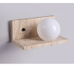 Shelf Travertine Wall Sconce with Integrated LED Lighting