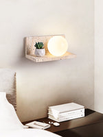 Shelf Travertine Wall Sconce with Integrated LED Lighting