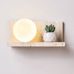 Shelf Travertine Wall Sconce with Integrated LED Lighting