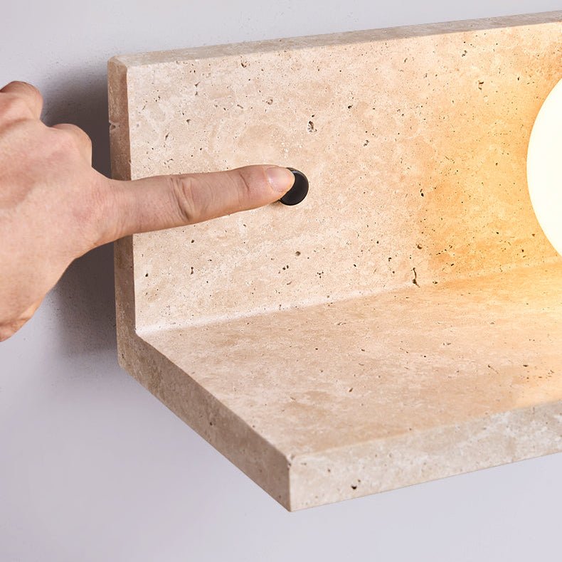 Shelf Travertine Wall Sconce with Integrated LED Lighting