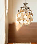 Shell Disc Pendant Light – Iridescent Crystal & Metal Chandelier