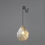 Shell Mini Pendant Swag Light — Plug-In Brass & Hand-Blown Glass Pendant