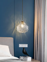 Shell Mini Pendant Swag Light — Plug-In Brass & Hand-Blown Glass Pendant