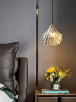 Shell Mini Pendant Swag Light — Plug-In Brass & Hand-Blown Glass Pendant