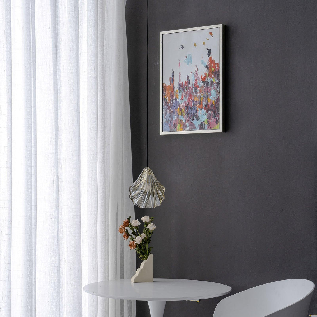 Shell Mini Pendant Swag Light — Plug-In Brass & Hand-Blown Glass Pendant