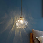 Shell Mini Pendant Swag Light — Plug-In Brass & Hand-Blown Glass Pendant