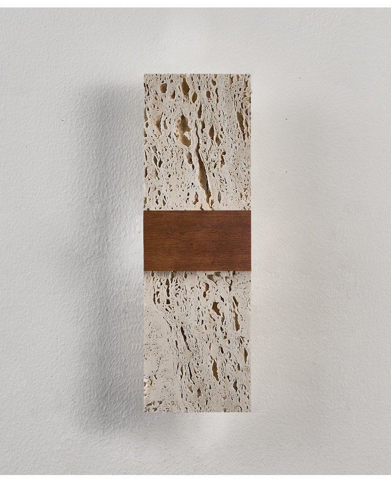Siena Travertine Wall Sconce with Walnut Accent
