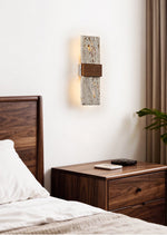 Siena Travertine Wall Sconce with Walnut Accent