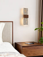 Siena Travertine Wall Sconce with Walnut Accent