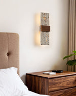 Siena Travertine Wall Sconce with Walnut Accent