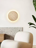 Sculptural Travertine Wall Sconce with Integrated LED