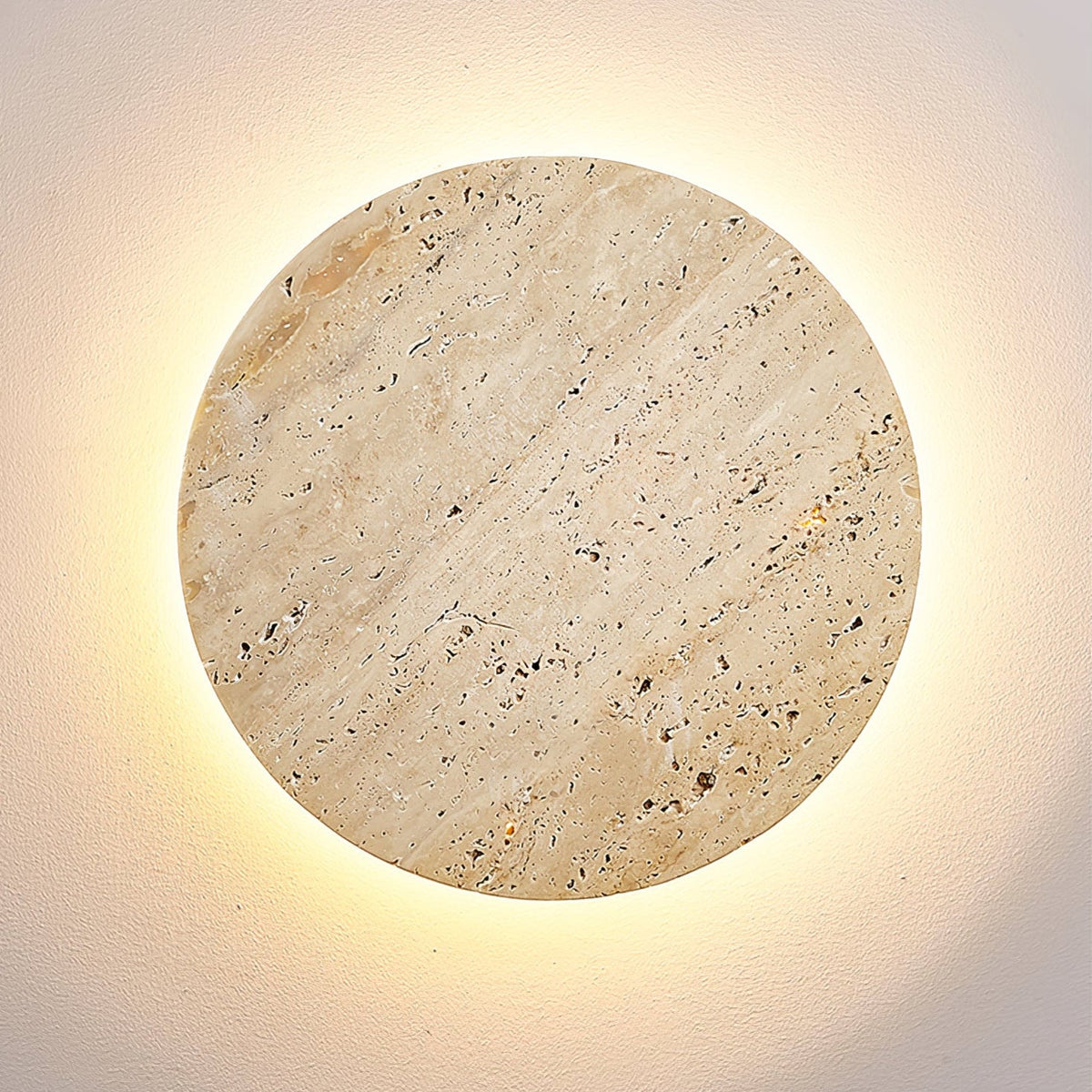 Sculptural Travertine Wall Sconce with Integrated LED