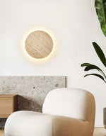 Sculptural Travertine Wall Sconce with Integrated LED