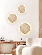 Sculptural Travertine Wall Sconce with Integrated LED