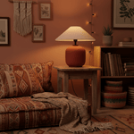 Sienna Clay Table Lamp – Terracotta Ceramic & Linen Shade
