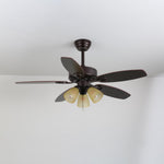 Sienna Breeze Ceiling Fan with Light – Walnut Wood Blades & Amber Glass