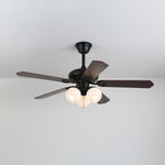 Sienna Breeze Ceiling Fan with Light – Walnut Wood Blades & Amber Glass