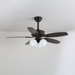 Sienna Breeze Ceiling Fan with Light – Walnut Wood Blades & Amber Glass