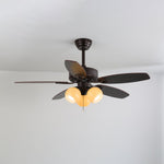 Sienna Breeze Ceiling Fan with Light – Walnut Wood Blades & Amber Glass