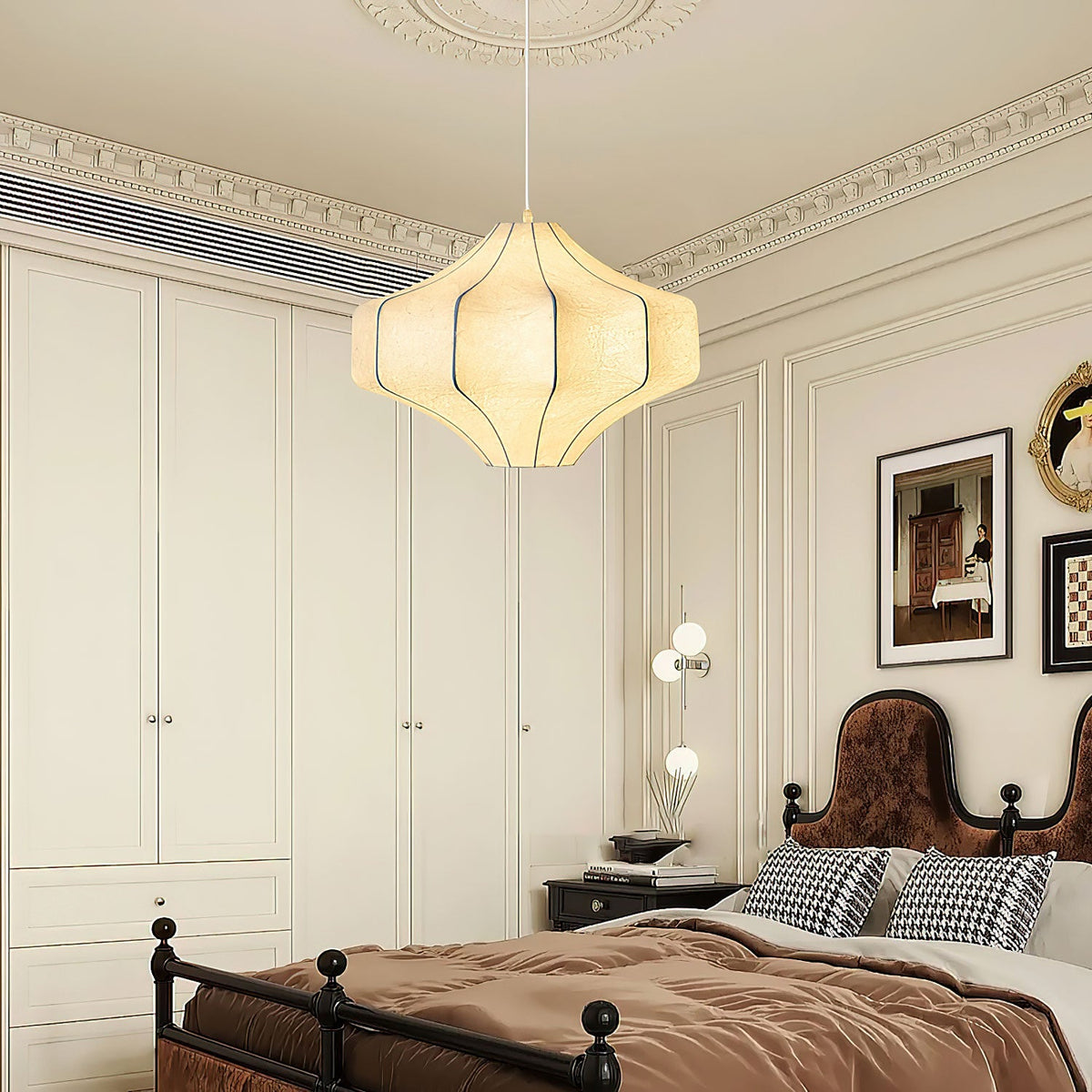 Silken Aura Silk Pendant Light – Handcrafted Modern Lantern for Dining & Living