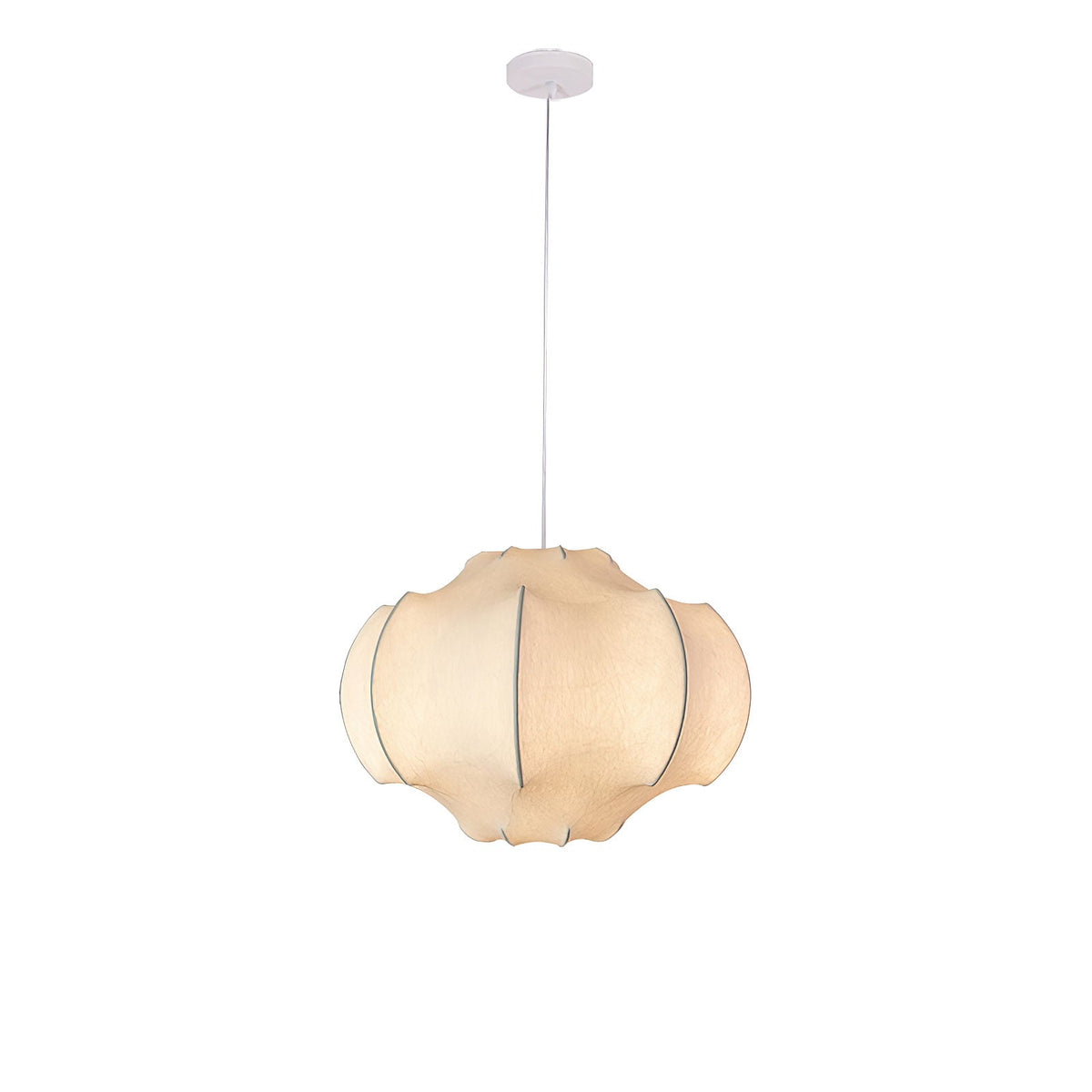Silken Lotus Pendant Lamp — Genuine Silk Shade, Modern Lotus Form, 5 Sizes