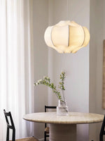 Silken Lotus Pendant Lamp — Genuine Silk Shade, Modern Lotus Form, 5 Sizes