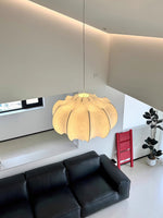 Silken Lotus Pendant Lamp — Genuine Silk Shade, Modern Lotus Form, 5 Sizes