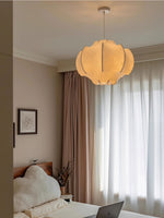 Silken Lotus Pendant Lamp — Genuine Silk Shade, Modern Lotus Form, 5 Sizes