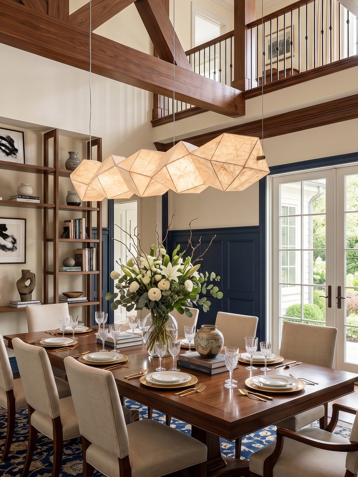 Silvara Fold Linear Pendant Light — Mulberry Silk Sculptural Chandelier