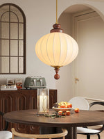 Silvara Silk Pendant Light with Wood Accents for Dining and Living Spaces