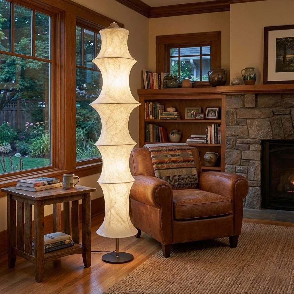 Silvara Cocoon Floor Lamp – Sculptural Silk Ambient Light for Modern Interiors