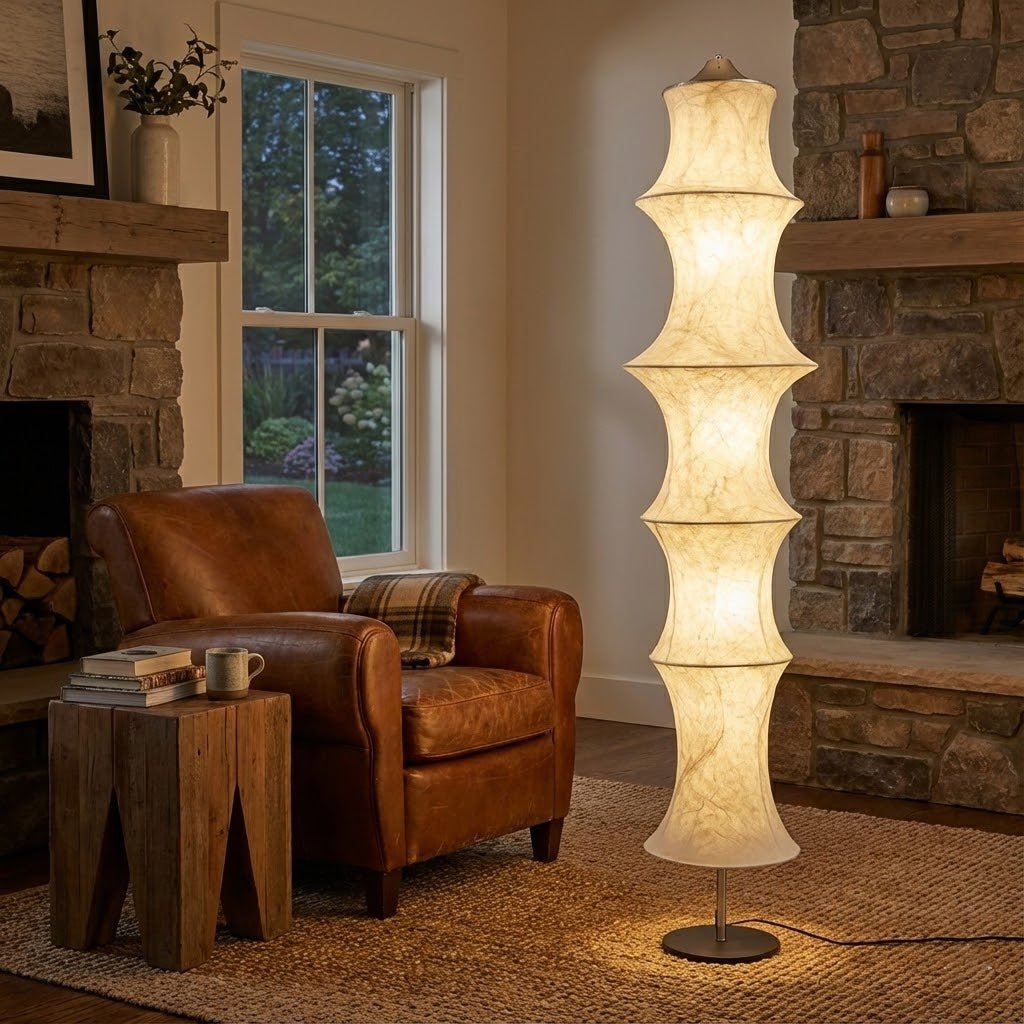 Silvara Cocoon Floor Lamp – Sculptural Silk Ambient Light for Modern Interiors