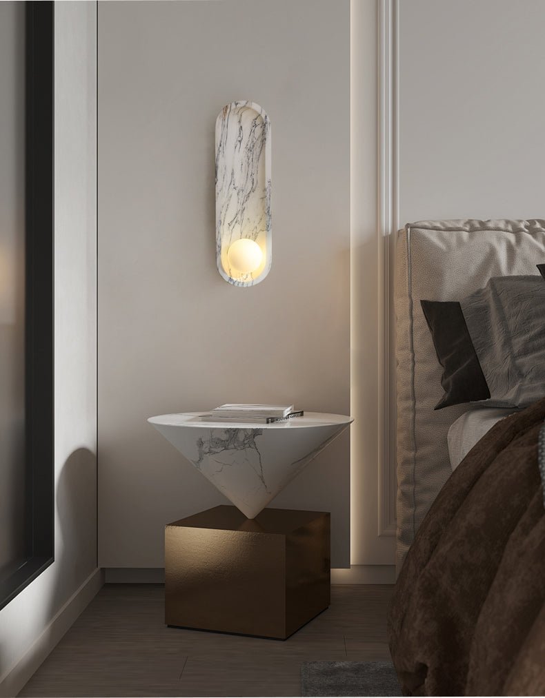 Silvaris Marble Wall Sconce with Opal Glass Globe